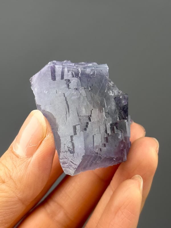 Blue-edged purple phantom twinned fluorite, Yaogangxian, Hunan
