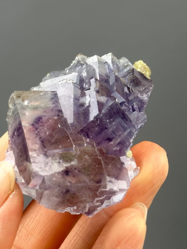 Back view of Yaogangxian twinned purple phantom fluorite