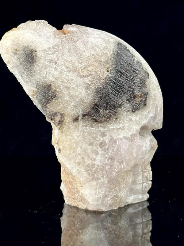 Close-up of druzy quartz crystal interior of skull