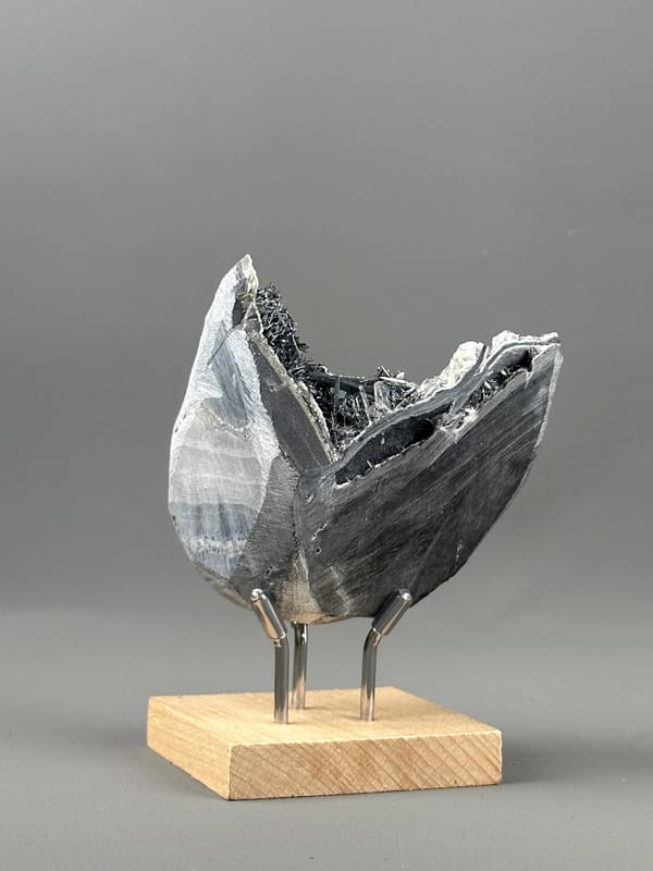 Stibnite barite cluster overhead top-down view