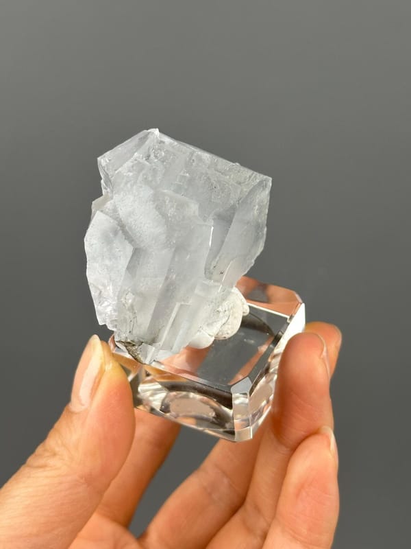 Vitreous luster on white fluorite with phantom
