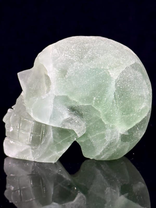 Green fluorite geode skull, natural crystal, collectible display