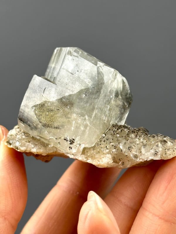 Lustrous cubic calcite crystal cluster on matrix, Daye Mine, Hunan