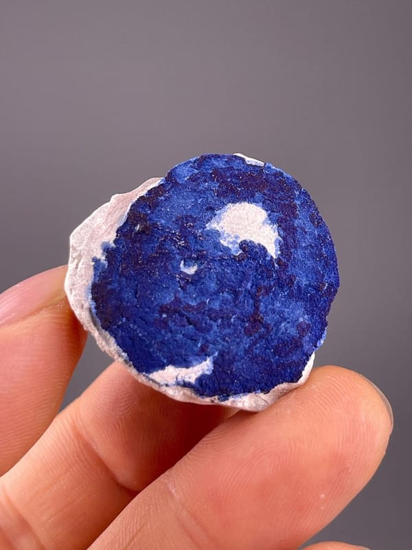 Azurite sun with radial sunburst formation and blue color