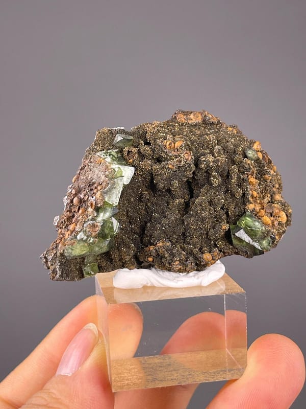 Raw grossular garnet cluster measuring 1.3×0.7×1.0 inches