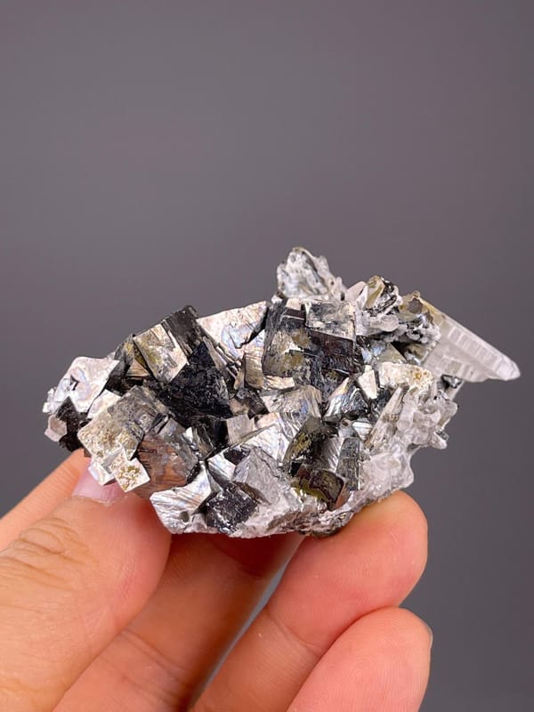 Arsenopyrite crystal cluster with quartz from Inner Mongolia