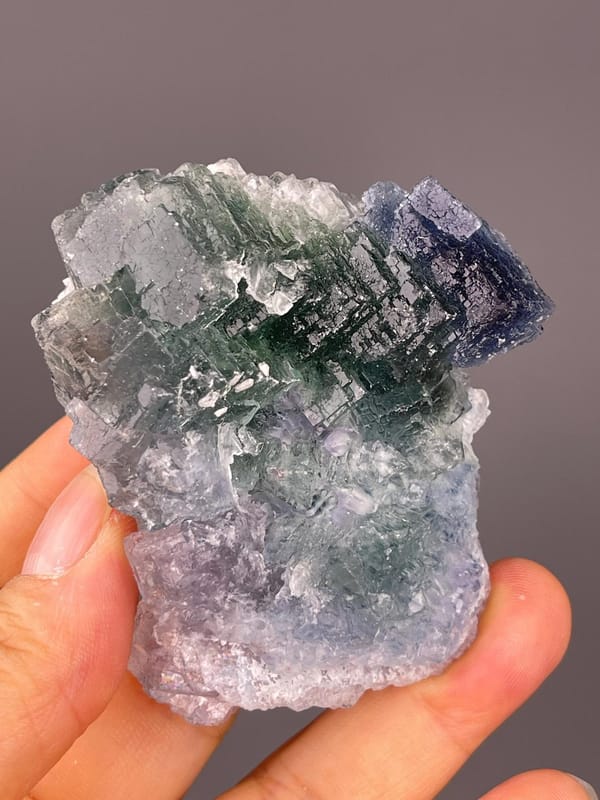 Blue and green fluorite cluster, 4.23 oz, vitreous luster