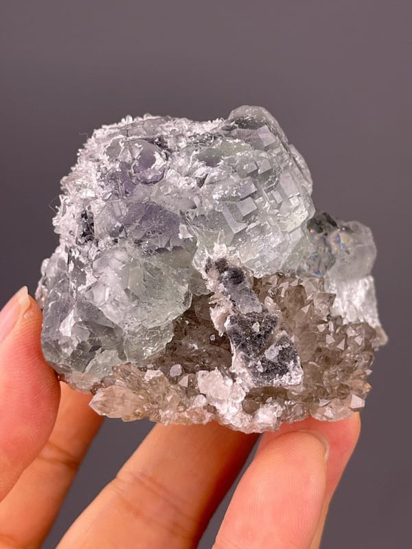 Green fluorite in spherical aggregates on quartz matrix from Fujian, China