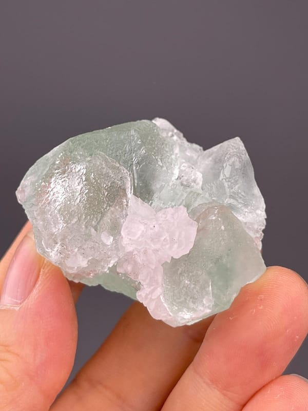 Top view of mint fluorite and calcite association