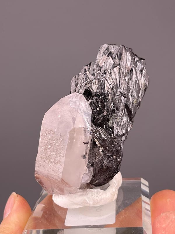 Cassiterite in association with clear quartz from Yaogangxian Mine, Hunan