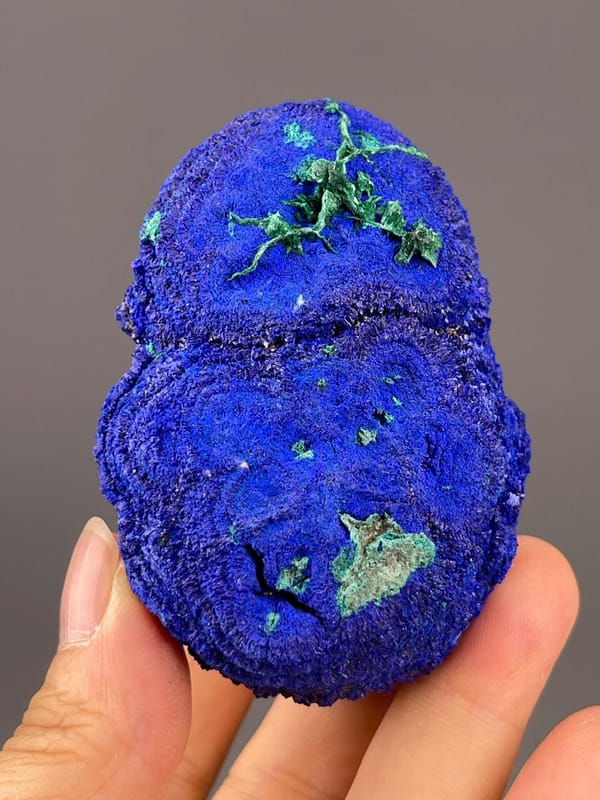 Close-up of azurite crystals showing deep royal blue