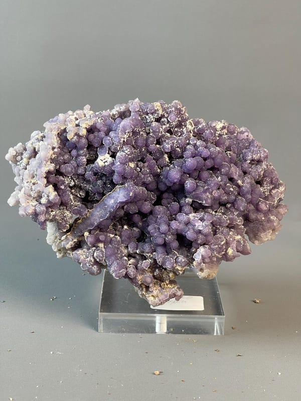 Scale view of 6.0x2.5x2.3 in large grape agate cluster