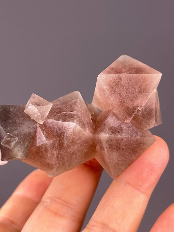 Top view of red octahedral fluorite, Inner Mongolia, China