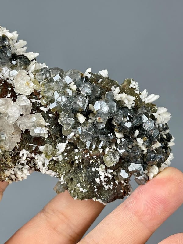Dolomite CaMgCO3 with calcite CaCO3 and copper, Morocco
