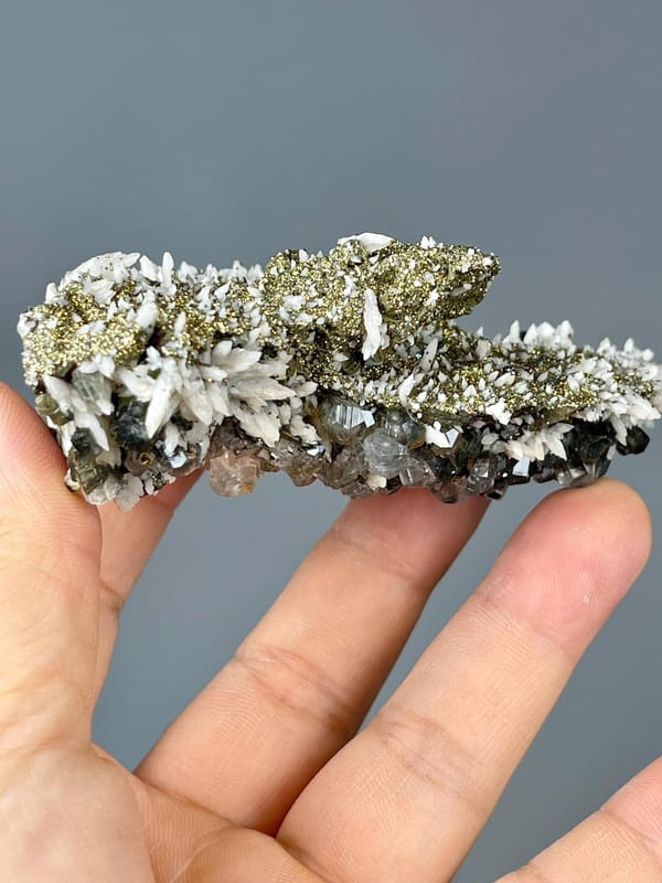 Translucent calcite showing copper inclusions from Morocco
