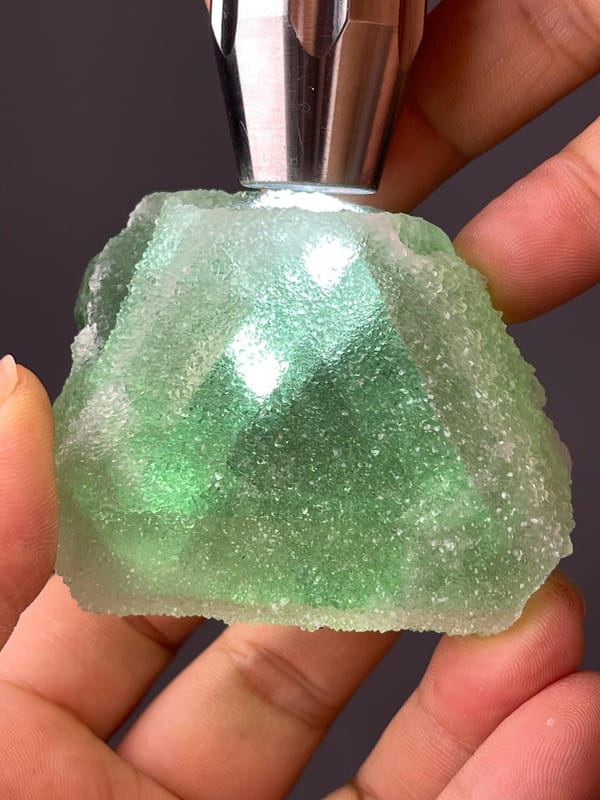 Scale view of 2.5x2.2x1.3 in fluorite crystal pair