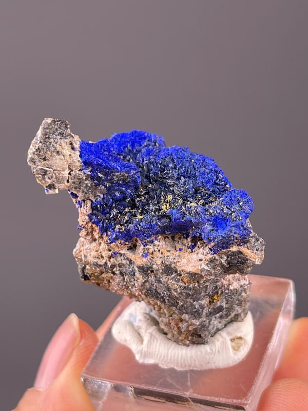 Azurite with characteristic intense blue copper carbonate color