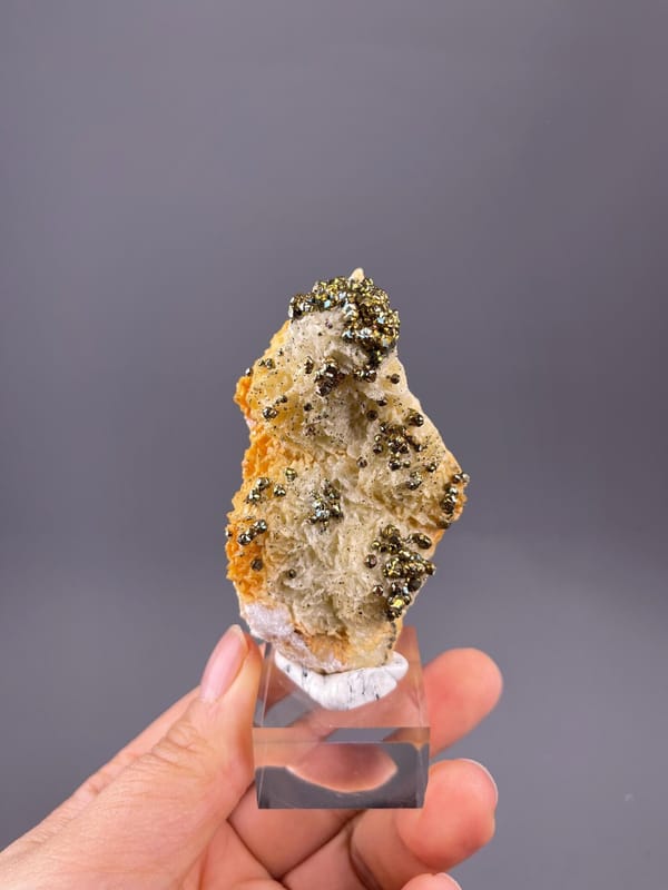 Pyrite with iridescent chalcopyrite from Hubei China