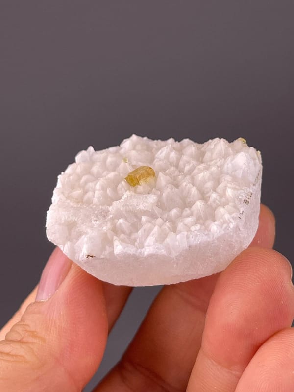 Pearly surface detail on yellow barite crystals