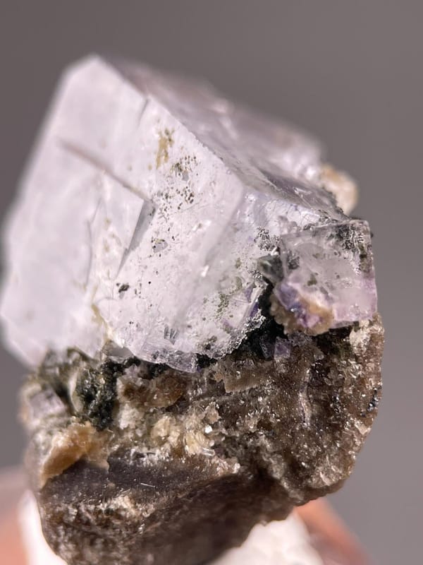 Full view of phantom fluorite cassiterite specimen