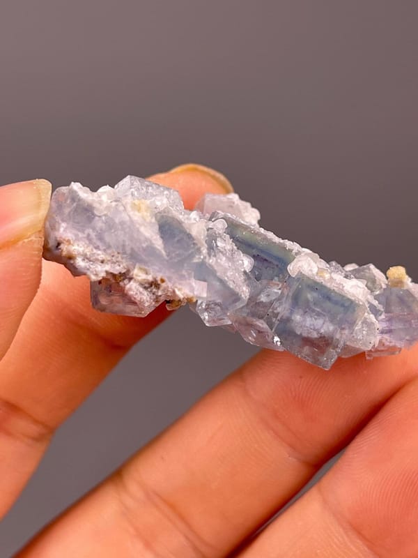 Full view of blue cubic fluorite Ma'anshan specimen