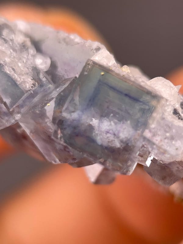 Blue fluorite Ma'anshan calcite ruler scale reference