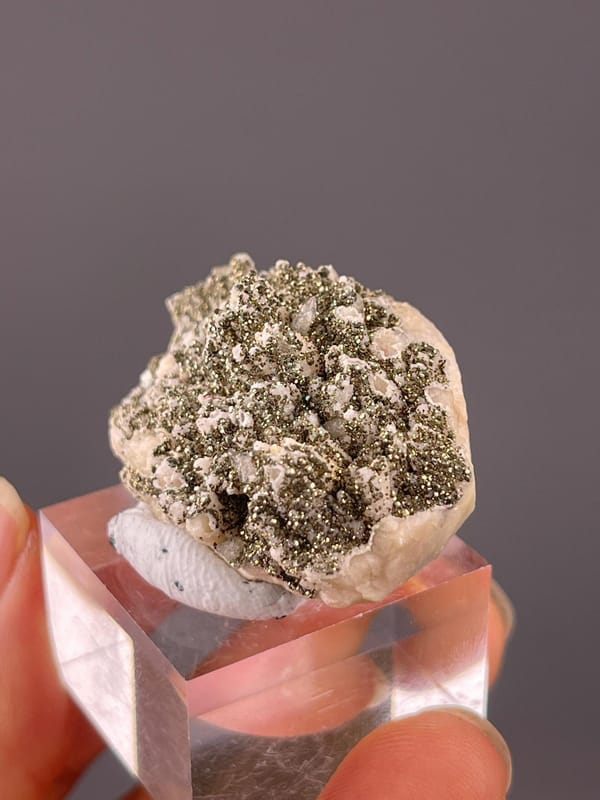 Pyrite on dolomite overhead top-down view