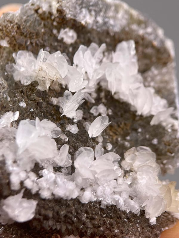 Calcite quartz cluster overhead top-down view