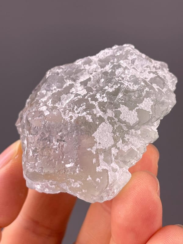 Back view of sugar fluorite cluster base