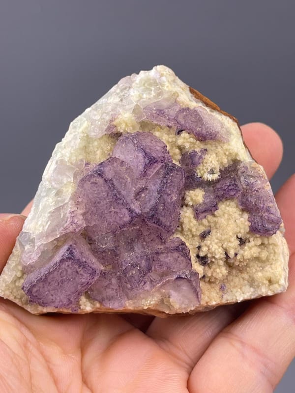 Purple fluorite cluster scale reference view