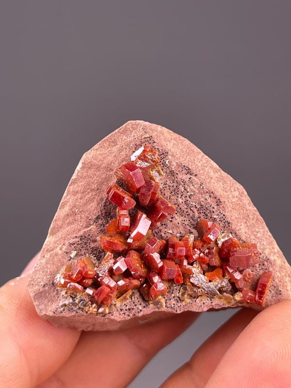 Scale reference of vanadinite crystal cluster from Mibladen