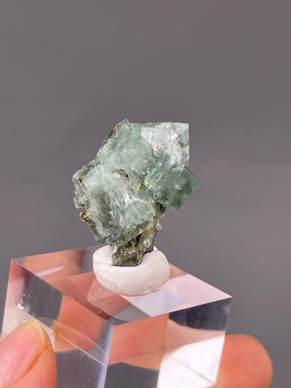 Top view of green fluorite crystal from Yaogangxian Mine