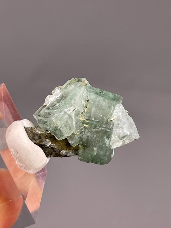 Natural green fluorite mineral specimen view