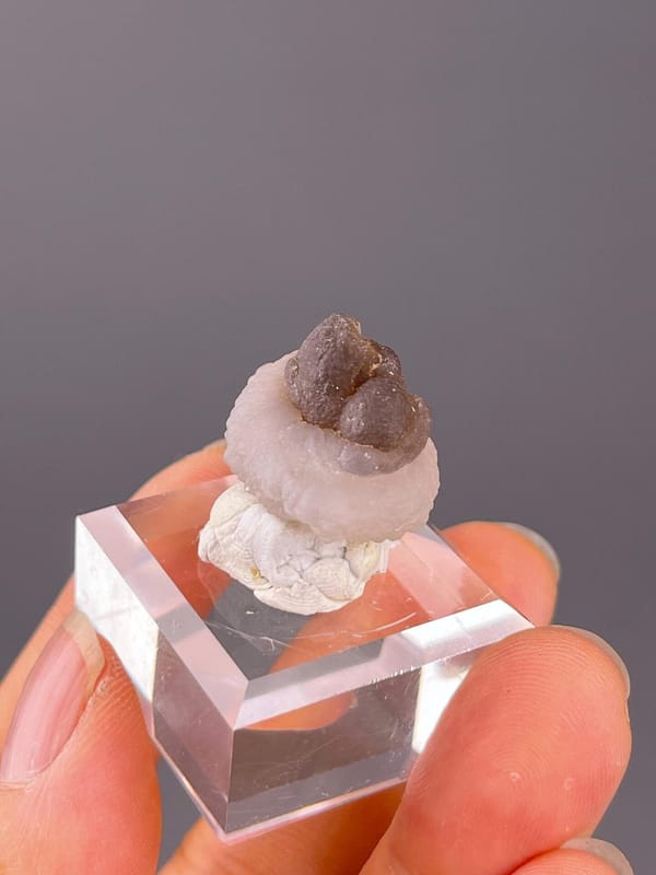 Top view of panda calcite showing black-and-white contrast