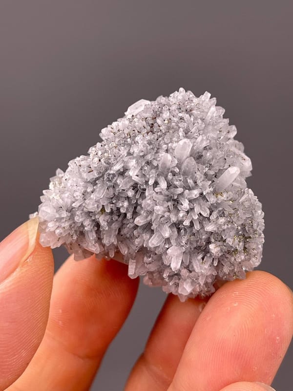 Top view of quartz over fluorite, Fujian Province