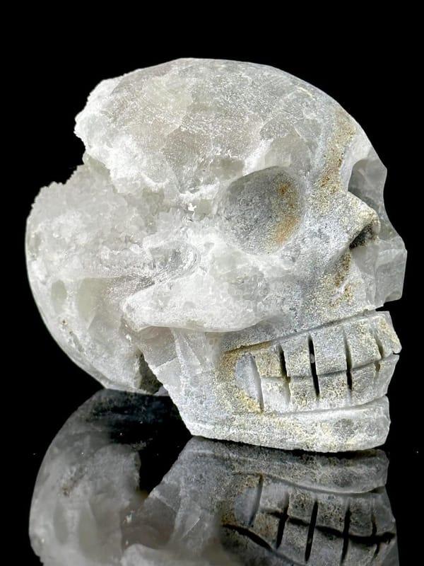 Detail of fluorite carving and quartz crystal interior