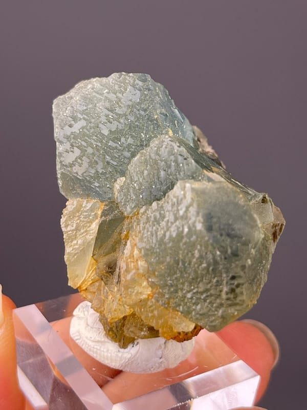 Back view of Yaogangxian blue-green etched fluorite twin