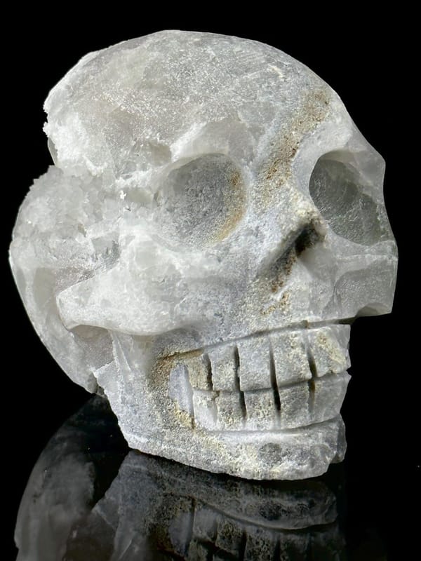 Back view of hand-carved fluorite skull