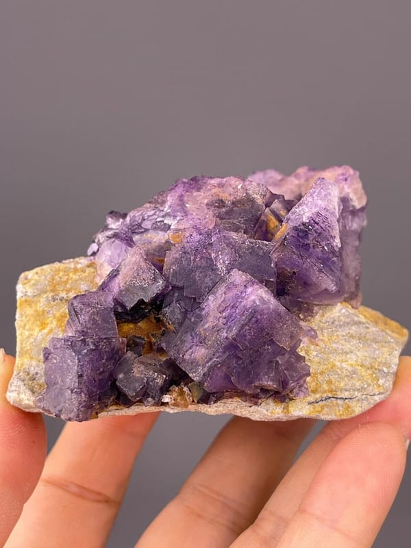 Top view of naturally etched fluorite cluster, Guizhou
