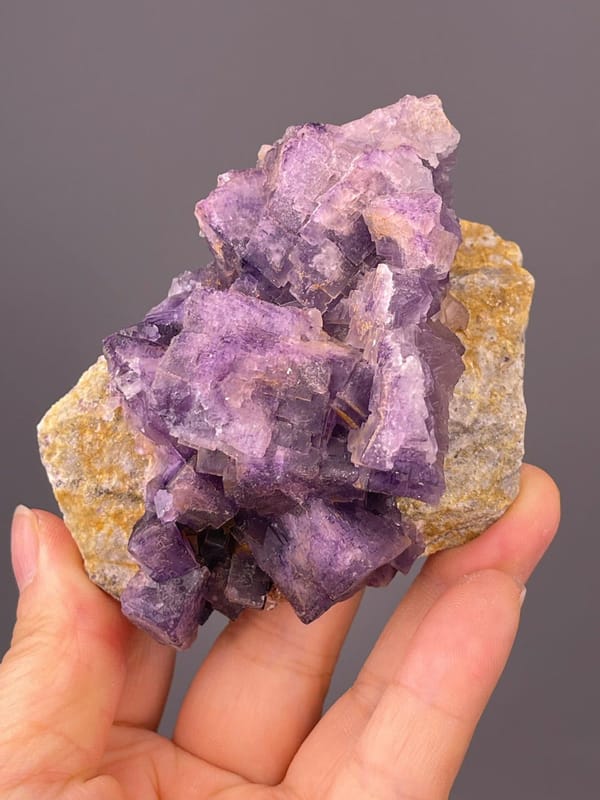 Back view of deep purple etched fluorite, Guizhou Province