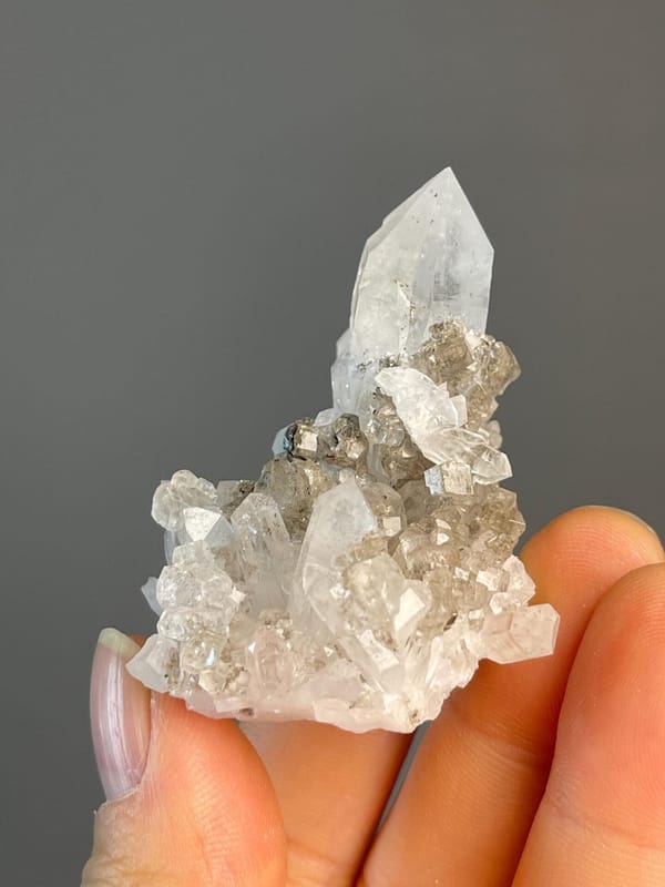 Close-up of smoky quartz crystal points from Yaogangxian