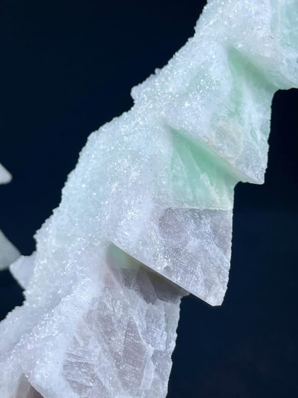 Top view of dual-color green white fluorite tree sculpture
