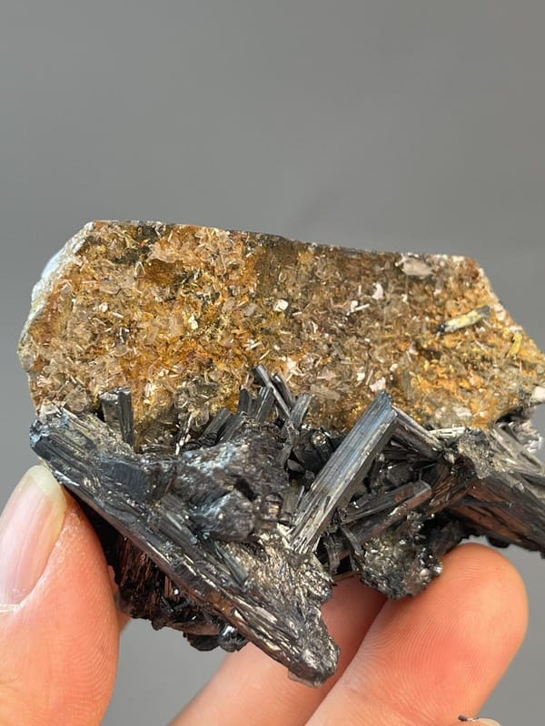 Stibnite cluster displaying characteristic metallic luster