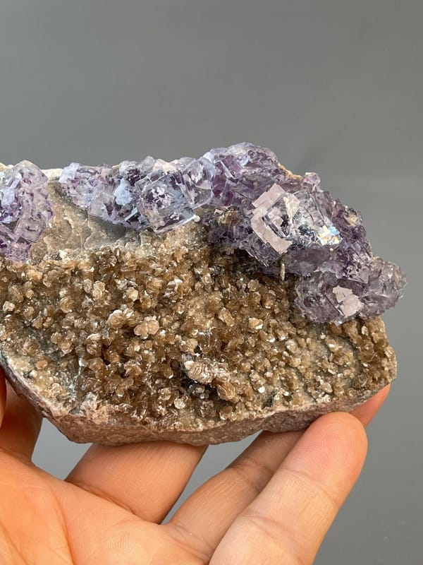 Fluorite CaF2 isometric purple phantoms on mica, Hunan