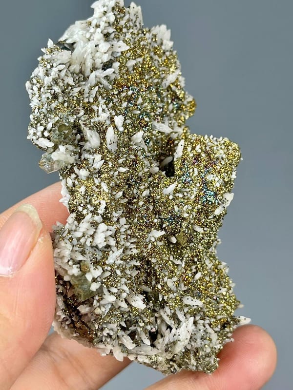 Rare trimineral dolomite calcite copper specimen, Morocco