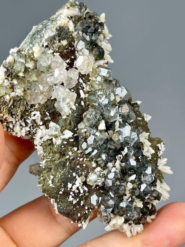 Scale view of 3.4x1.4x2.0 in dolomite calcite copper