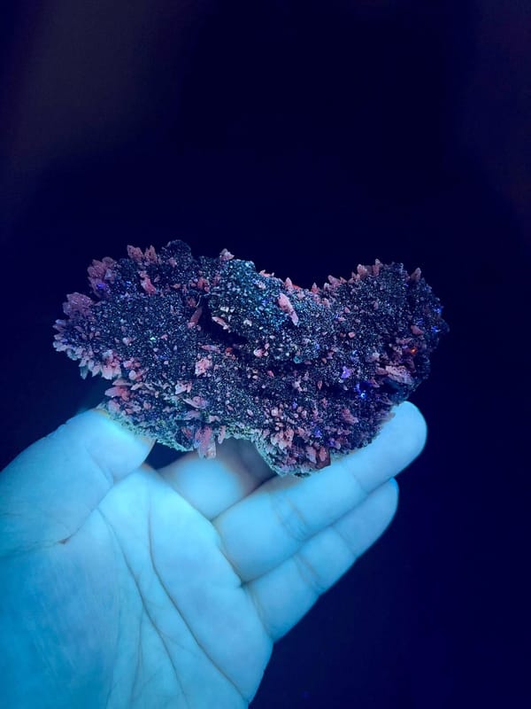 Top view of dolomite calcite copper ore specimen, Morocco