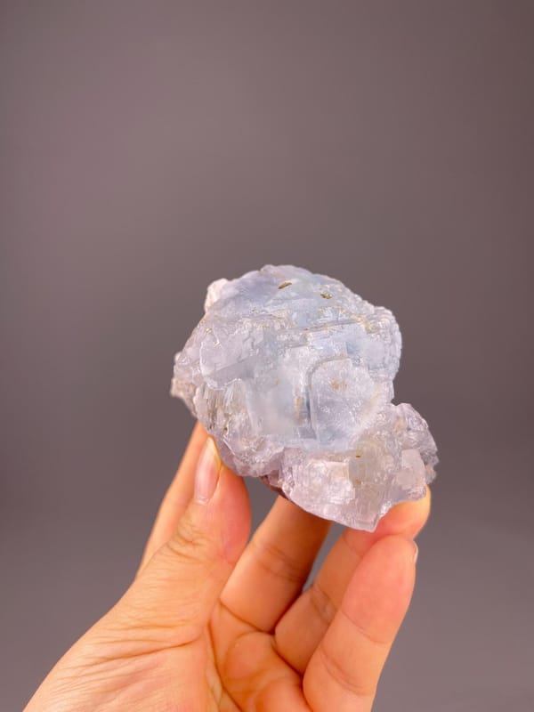 Translucent blue fluorite cubic crystals from Shangbao Mine