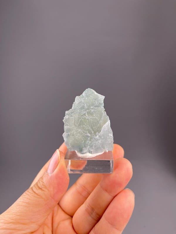 Close-up of sugary surface texture on green fluorite