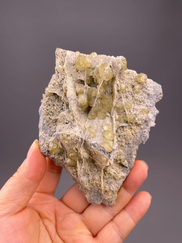 Close-up of intergrown yellow calcite crystals